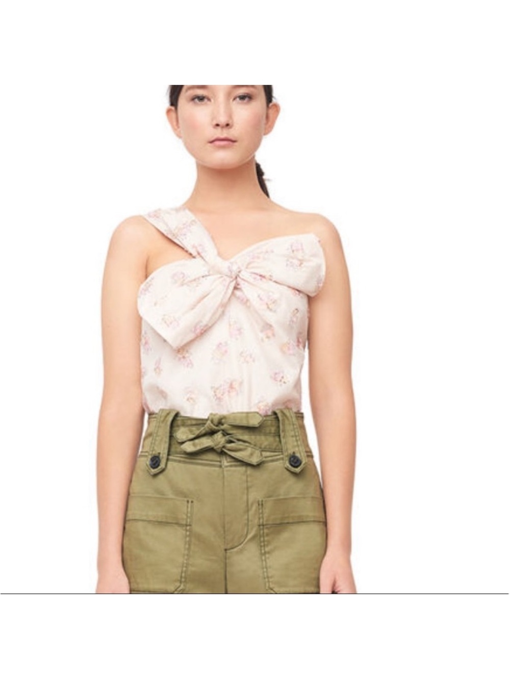 The Rebecca Taylor Floral Jacquard Bow Top
